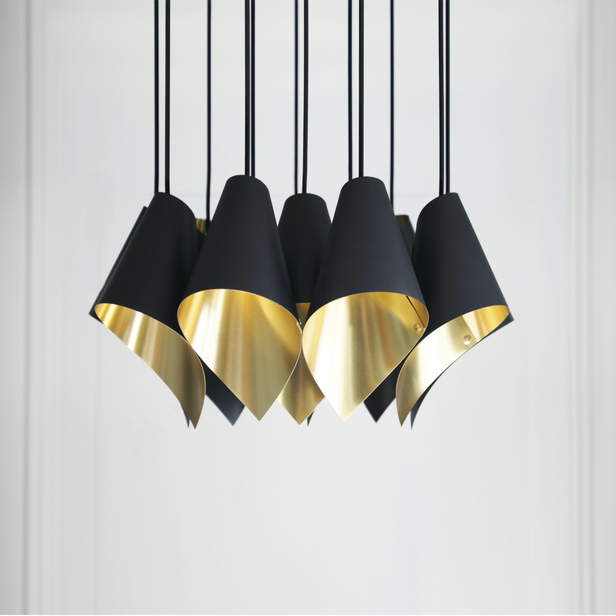 ARC 12 Pendant Black and Brushed brass Chandelier